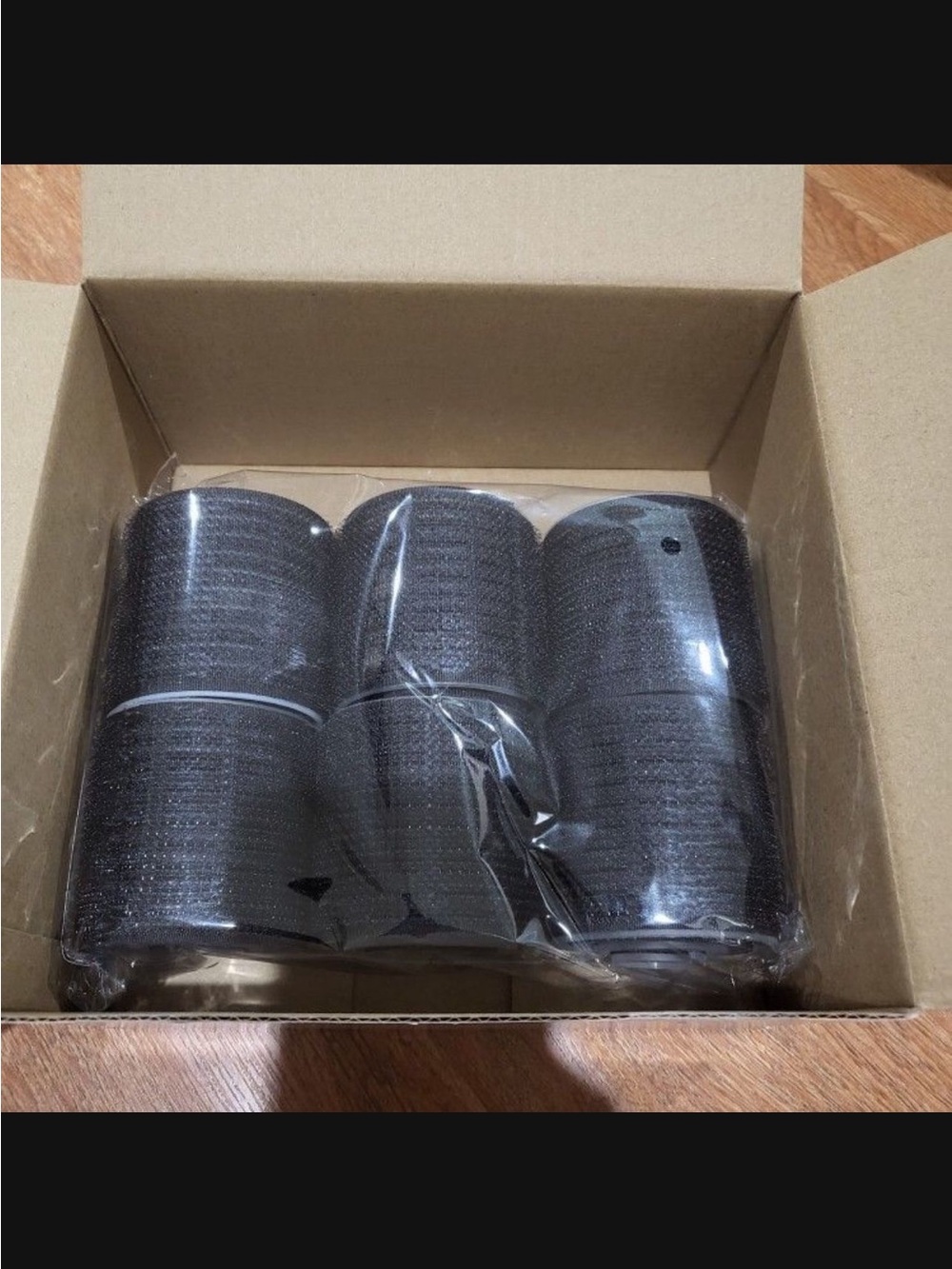 Pack of Black Self-Adhesive Hair Rollers with clips, 36 pcs